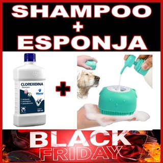 Shampoo Clorexidina 500ML + Esponja Banho de Silicone com Massageador Para Cães em Oferta na Shopee