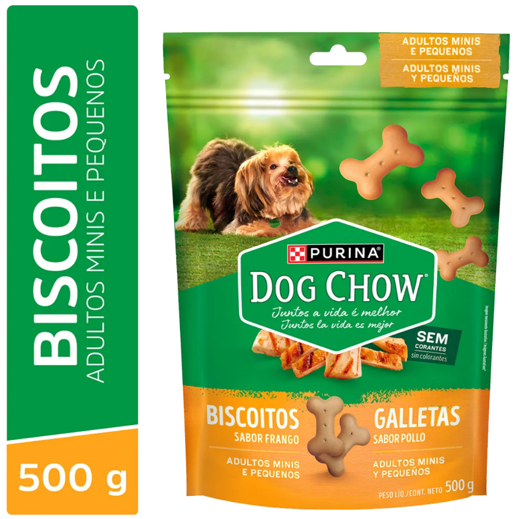 Petisco Biscoito Dog Chow Cães mini e Pequeno Porte Sabor Frango 500g