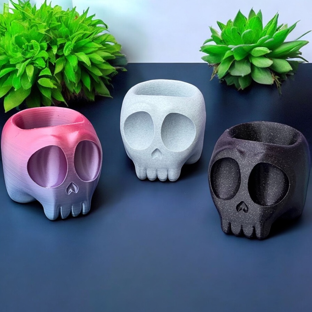Mini Vaso Caveira Adorável Vasinho Skull para Suculentas Mini Cactos Decoração Plantas Porta Treco