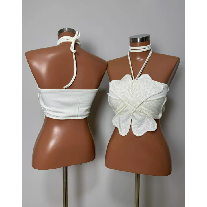 CROPEDD FLOR BRILHO MODA FEMININA
