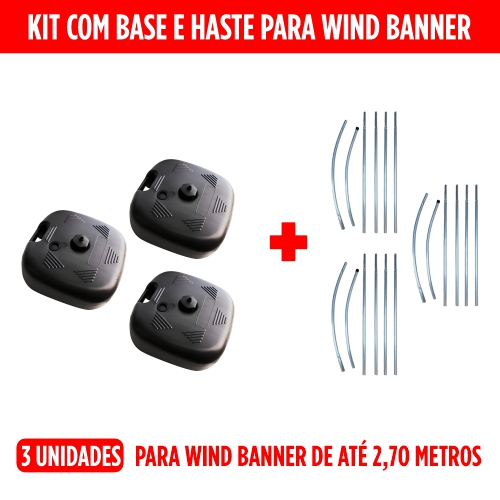 Kit 3 bases + 3 hastes para Wind Banner de 2,70 metros