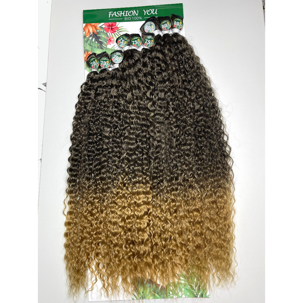 Cabelo Cacheado Bio Fibra Orgânico Similar Humano 300g 80cm sem brilho Fashion You Poderosa