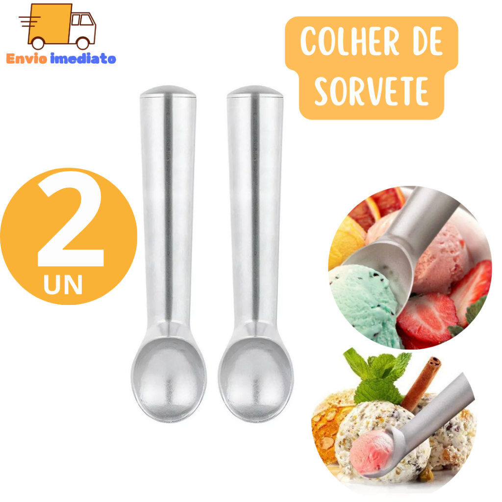Kit 2 Colher Boleador Concha Para Sorvete ou Açaí  Pegador De Sorvete para Buffet Restaurante Casa Sorveteria