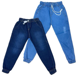 Calça Jeans Masculino Infantil Jogger Com Elastico Linha Premuim