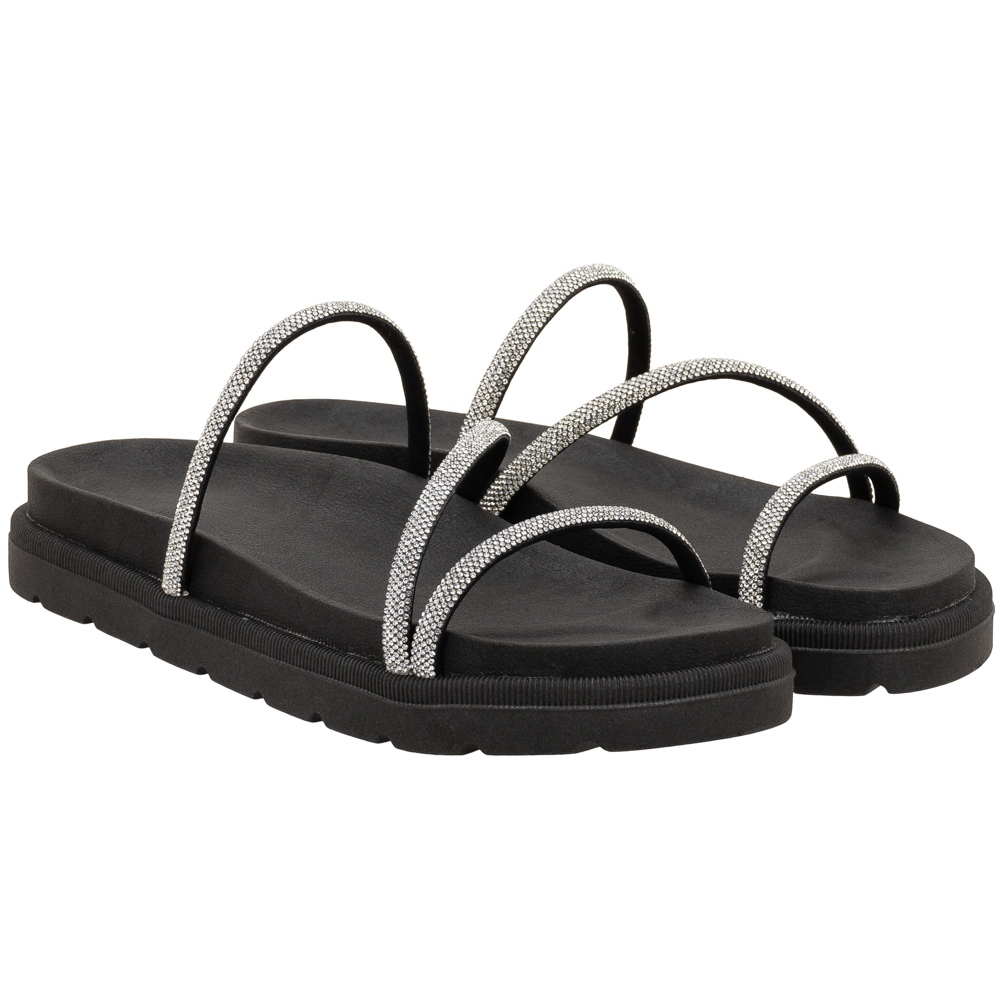 Sandalia Birken feminina plataforma tiras brilho strass elegante super confortável delicada antiderrapante