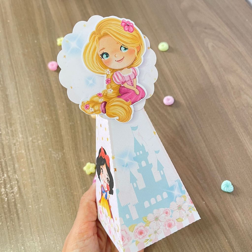 Kit 50 Lembrancinhas Personalizadas Princesas – pegue e monte – caixinhas personalizadas – papelaria personalizada