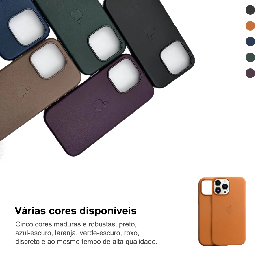 Capa Case Para iphone 11 12 13 14 15 pro max Magsafe De Couro Com Adsorção Magnética em Oferta na Shopee