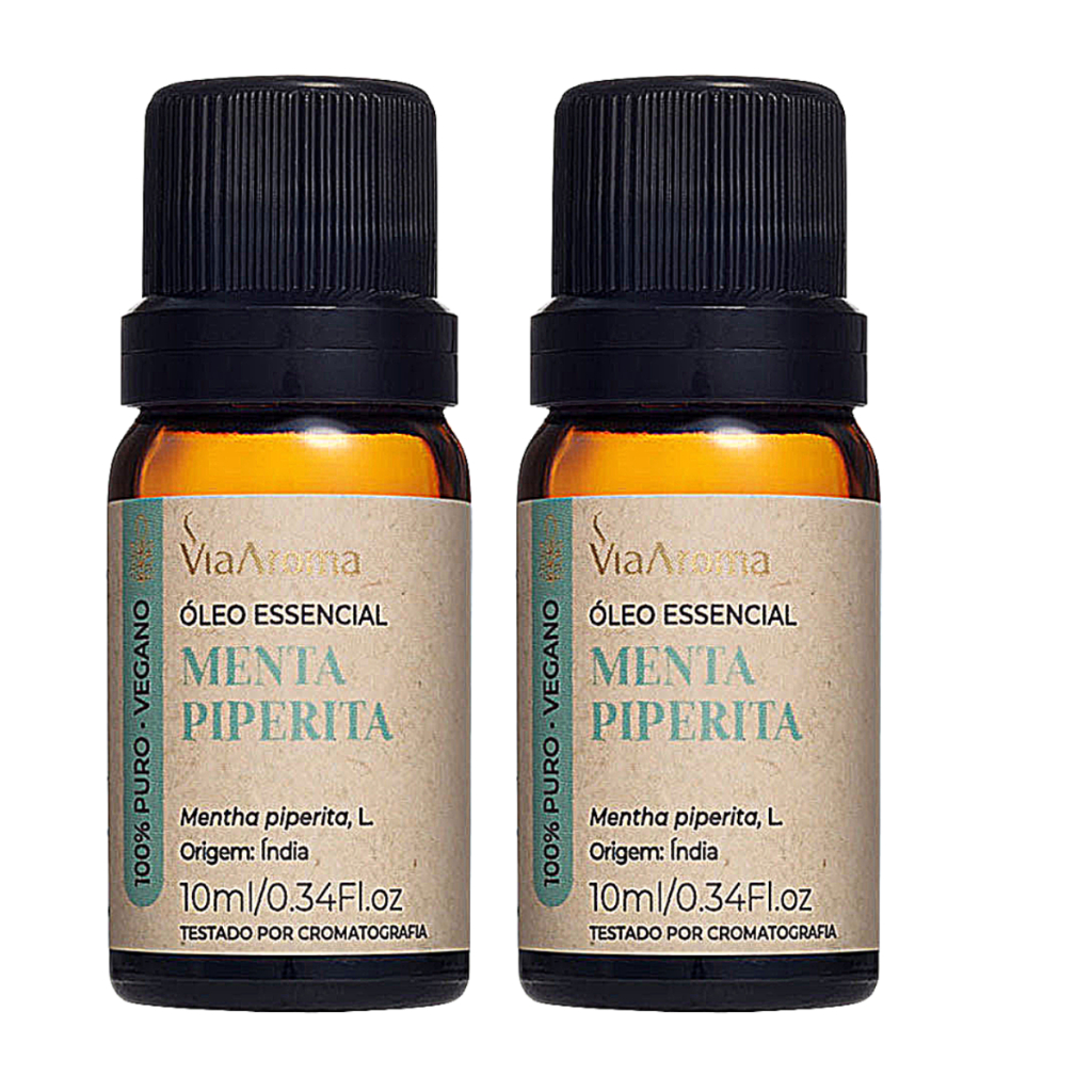 Óleo Essencial de Menta Piperita 100% Puro 10ml Via Aroma 2unidades