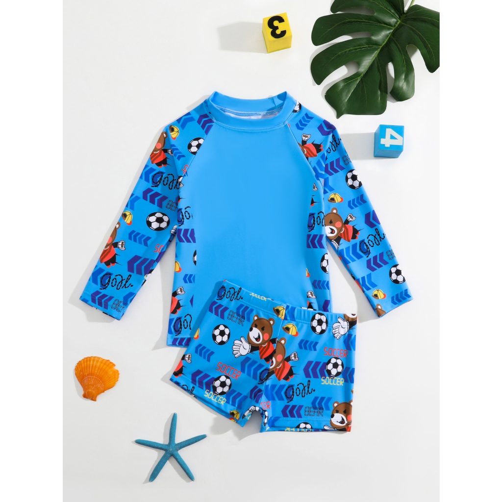 HT VEST Conjunto de Praia Infantil - Tema Futebol com Ursinhos 2024 B3125