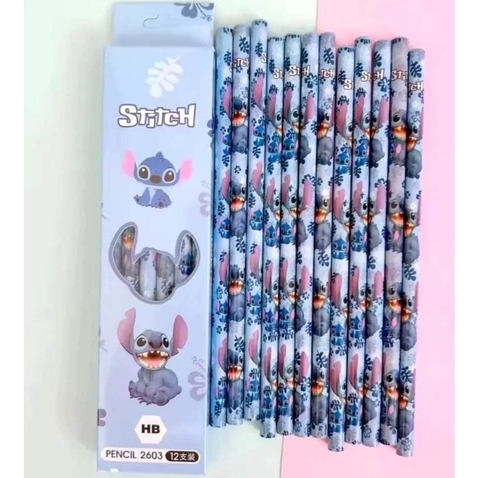 Kit 12 Lápis Preto HB Stitch / PAPELARIA FOFA KAWAII / MATERIAL ESCOLAR em Oferta na Shopee