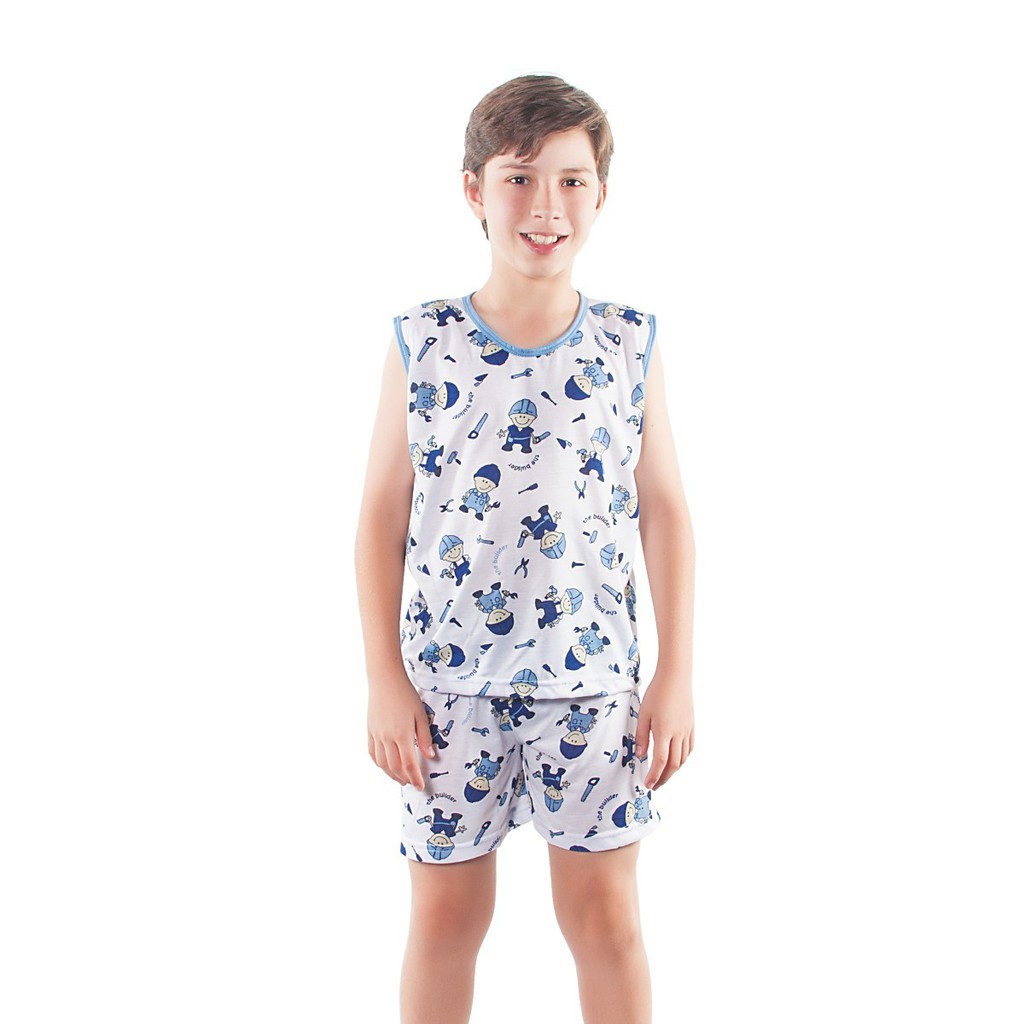 KIT 2 Conjunto pijama feminino masculino infantil roupas de menino e menina estampado 100% algodão