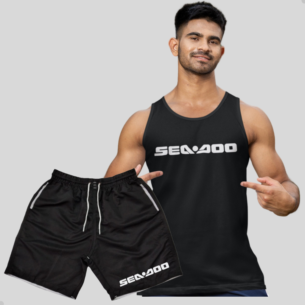 Kit Short Praia Masculino + Camisa Cavada Masculina Seaado Jet Sky Lançamento