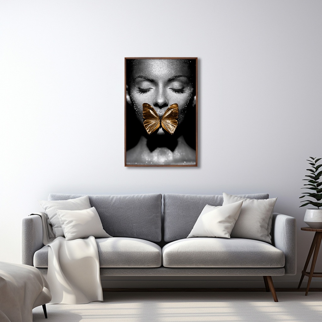 QUADRO DECORATIVO MULHER BORBOLETA MOLDURA PARA SALA QUARTO ESCRITORIO em Oferta na Shopee