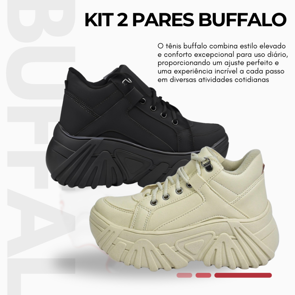 Kit 2 Tênis Feminino Chunck Sneaker Plataforma 7cm de Altura Bota Feminina Promoção