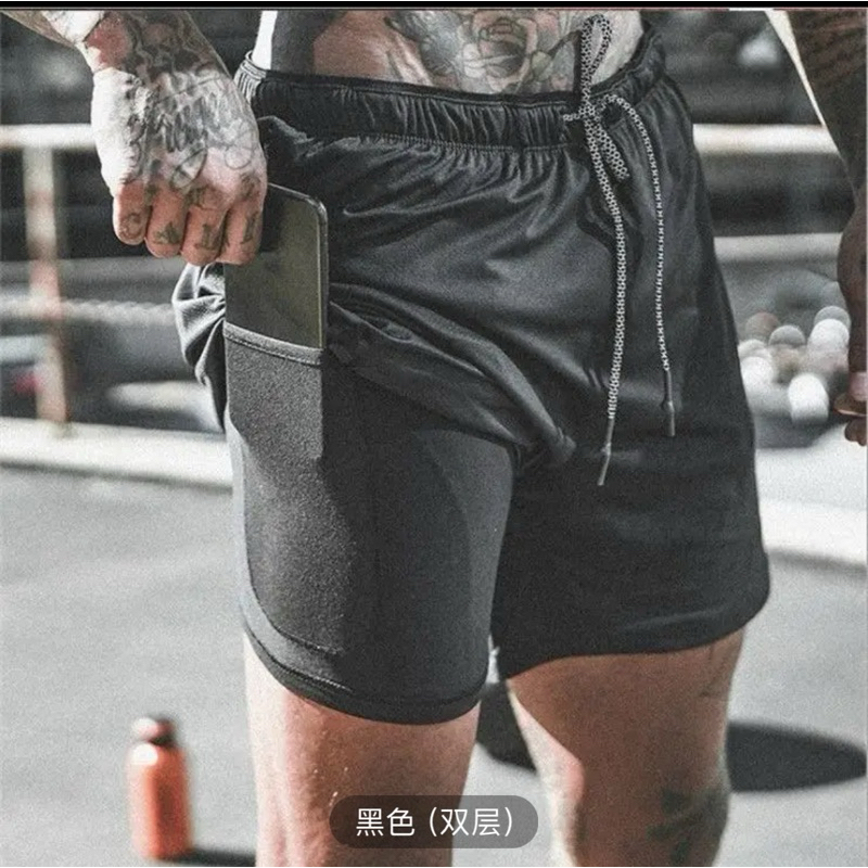Short esportivos importado Dry Fit 2 em 1 RUN Bermuda Academia Masculino Com Elastano Treino Corrida toalhas pendura