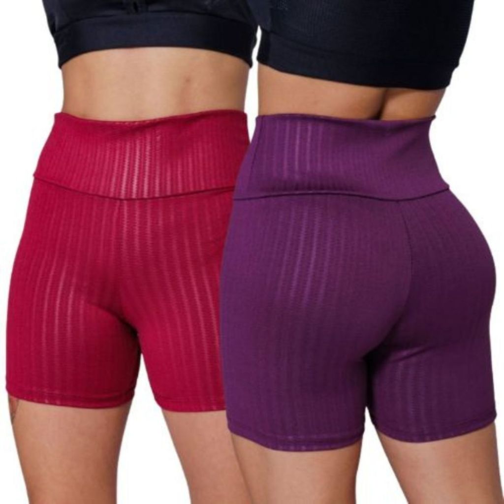 Kit 2 Shorts Feminino Meia Coxa 3D Academia Suplex