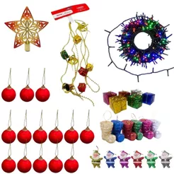 Enfeites para Arvore de Natal Decoração Natalina 30pçs Pisca Enfeites Pingentes Papai Noel Natal