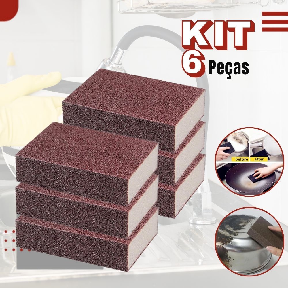 Imagem Kit 6 Esponjas Mágica Limpa Forno Panelas Inox Removedor Ferrugem