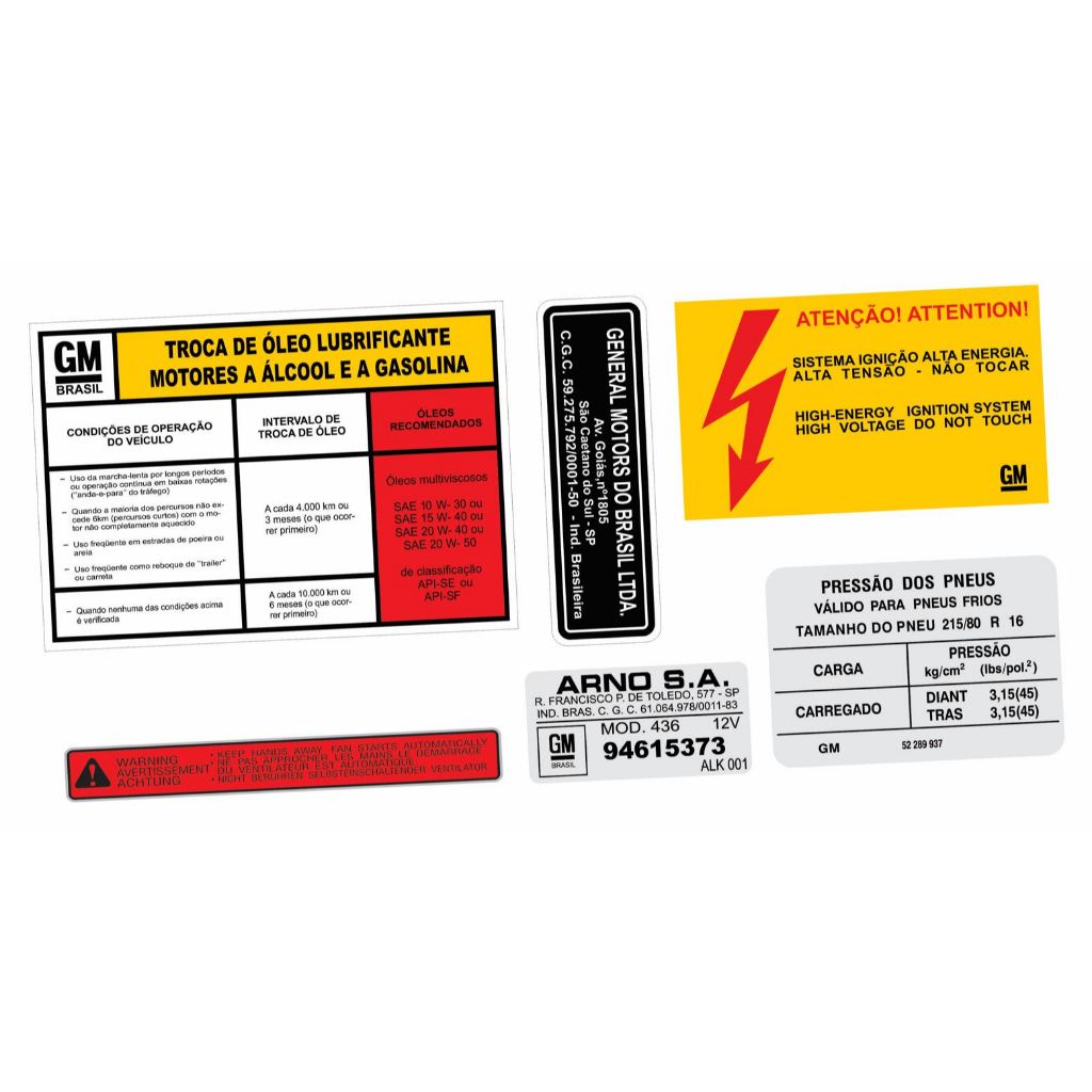 Adesivos Advertência Cofre Motor Chevrolet D20 1985 A 1996