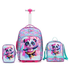 Kit Escolar Mochila Rodinhas Infantil Lancheira Espaçosa Estojo Reforçado Menina