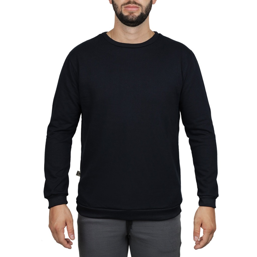 Moletom Unissex Liso Blusa de Algodão para Inverno Gola Redonda