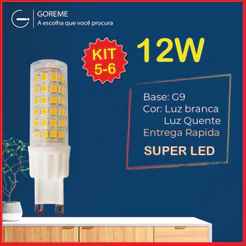 Kit 6 Lâmpada Led 12W G9 Bipino Halopin | Branco Quente 3000K Branco Frio 7000K Bivolt Arandelas