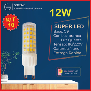 Kit 10 Lâmpada Led 12W G9 Bipino Halopin | Branco Quente 3000K Branco Frio 7000K Bivolt Arandelas em Oferta na Shopee