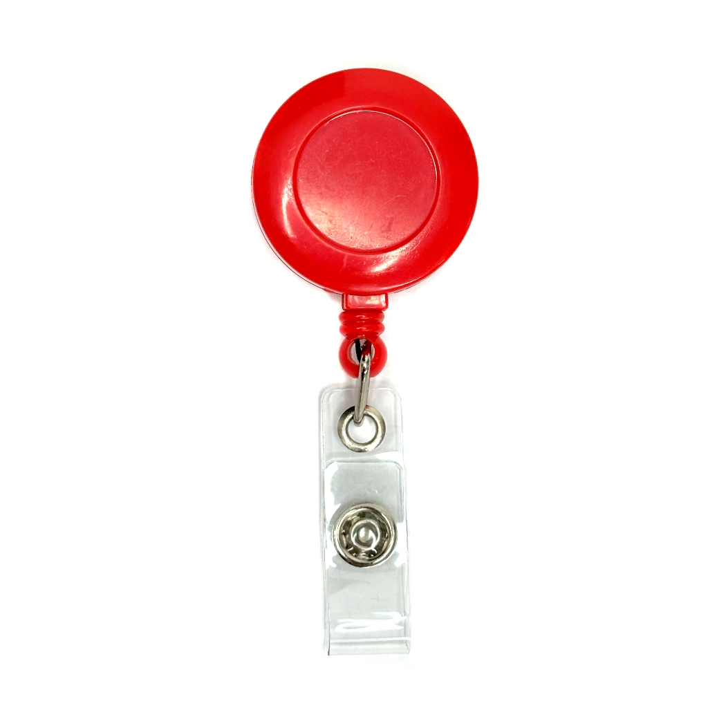 50 Un. Roller Clips Porta Crachá Cordão Retrátil ioiô - Vermelho