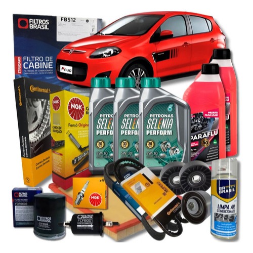 Super Kit Revisão Óleo Filtros Cabos Velas Correias Fiat Novo Palio 1.0 Attractive 5W30 em Oferta na Shopee