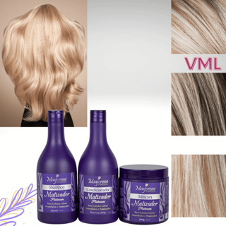 Kit Shampoo + Condicionador + Mascara Matizador Platinum 500g Maycrene em Oferta na Shopee