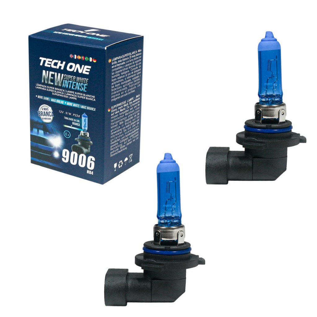Par Lampada Super Branca HB4 9006 51W 12V Farol Milha Neblina Original Tech One