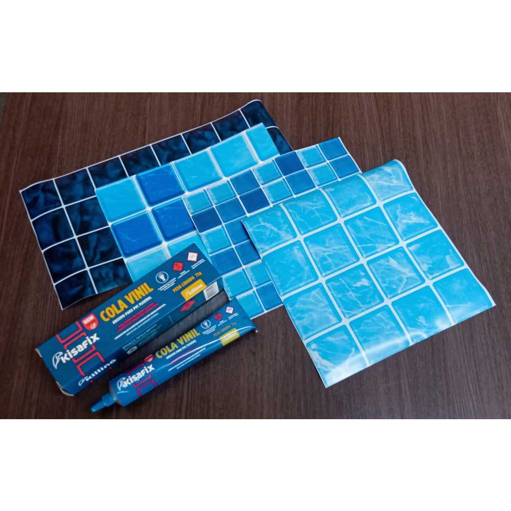 Kit Para Remendo de Piscina de Vinil 1 Tubo de Cola + Faixa de Vinil 0,15cm x 0,20cm ESTAMPA SORTIDA