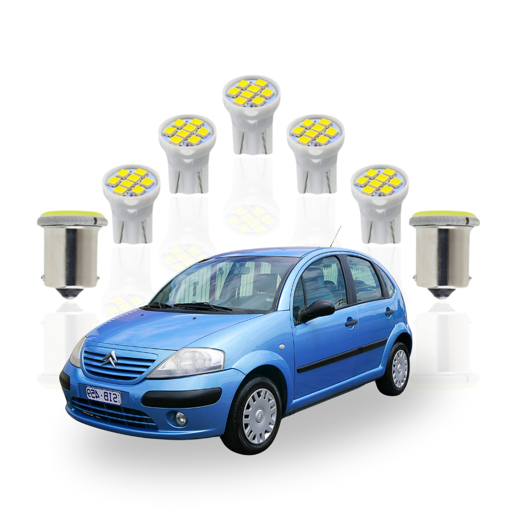 Kit Lâmpada led Citroën C3 ( Farolete Teto Placa Ré ) T10 1 polo 1156 pingo pinguinho Meia luz