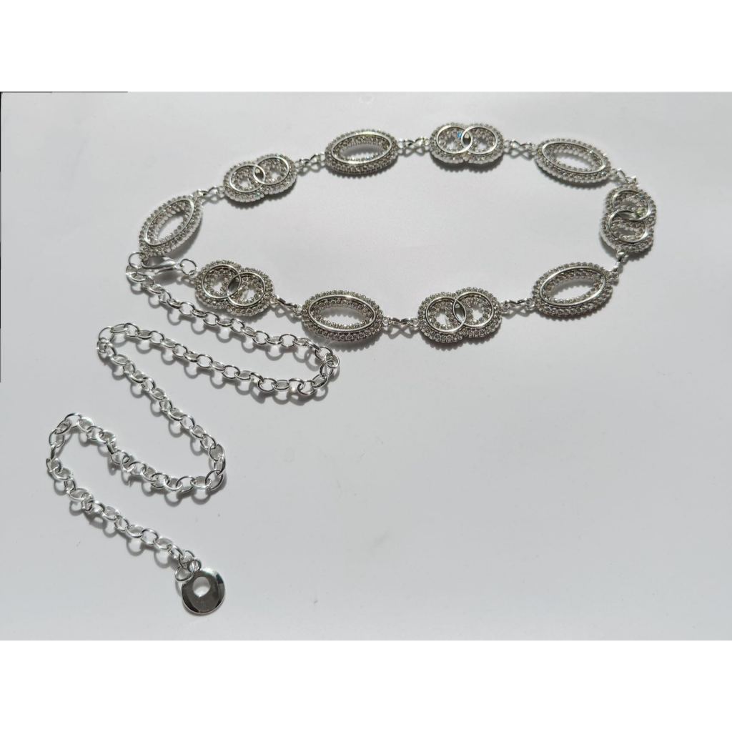 Corrente de cintura de metal com strass feminina elegante e brilhante de alta qualidade