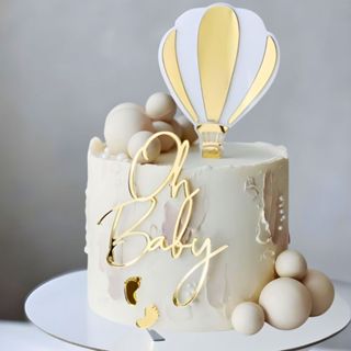 Topo de Bolo Oh Baby + Balão + Pezinhos em Acrílico Personalizado a Laser para Batizado Aniversario em Oferta na Shopee