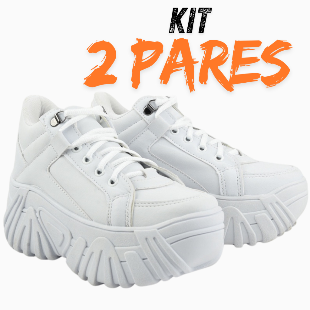 Kit 2 Tênis Feminino Buffalo Plataforma Envio Imediato Promoção Tenis Sneaker Casual 7cm