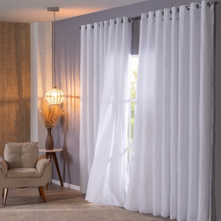 Cortina Voil com Forro Microfibra 6m x 2,70 Altura p/ Varão 3m Sala Quarto em Oferta na Shopee