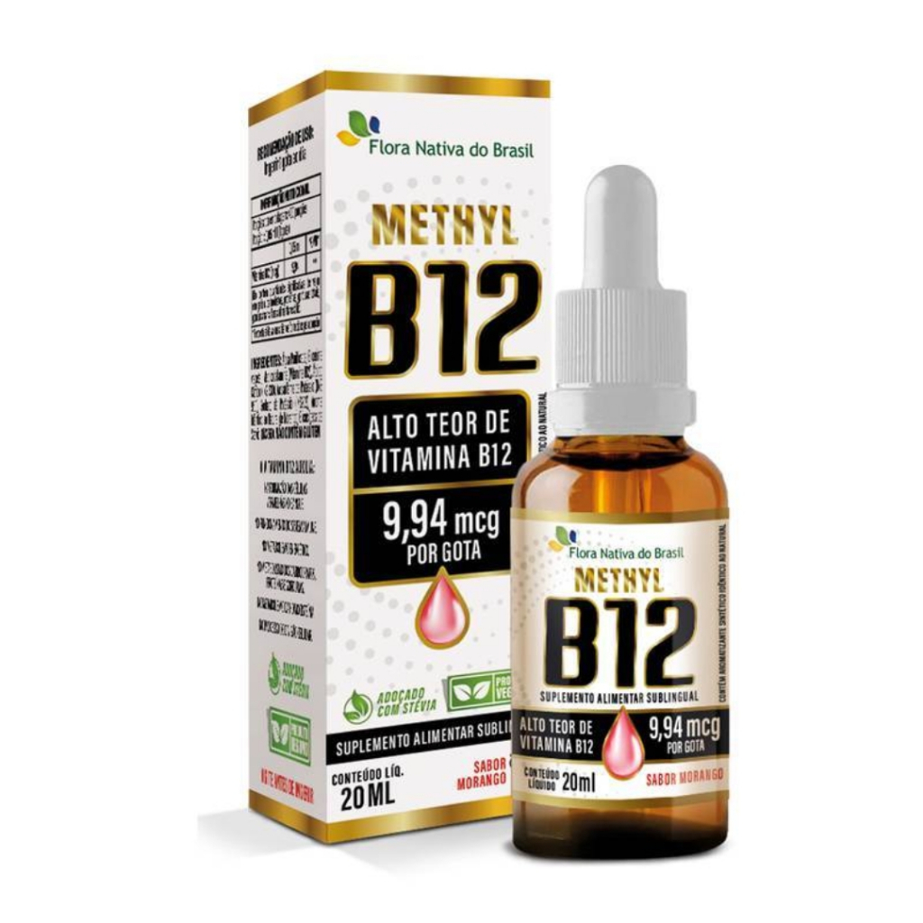 Vitamina B12 Sublingual Metilcobalamina Gotas 20ml Flora Nativa Auxilia no Metabolismo Energético