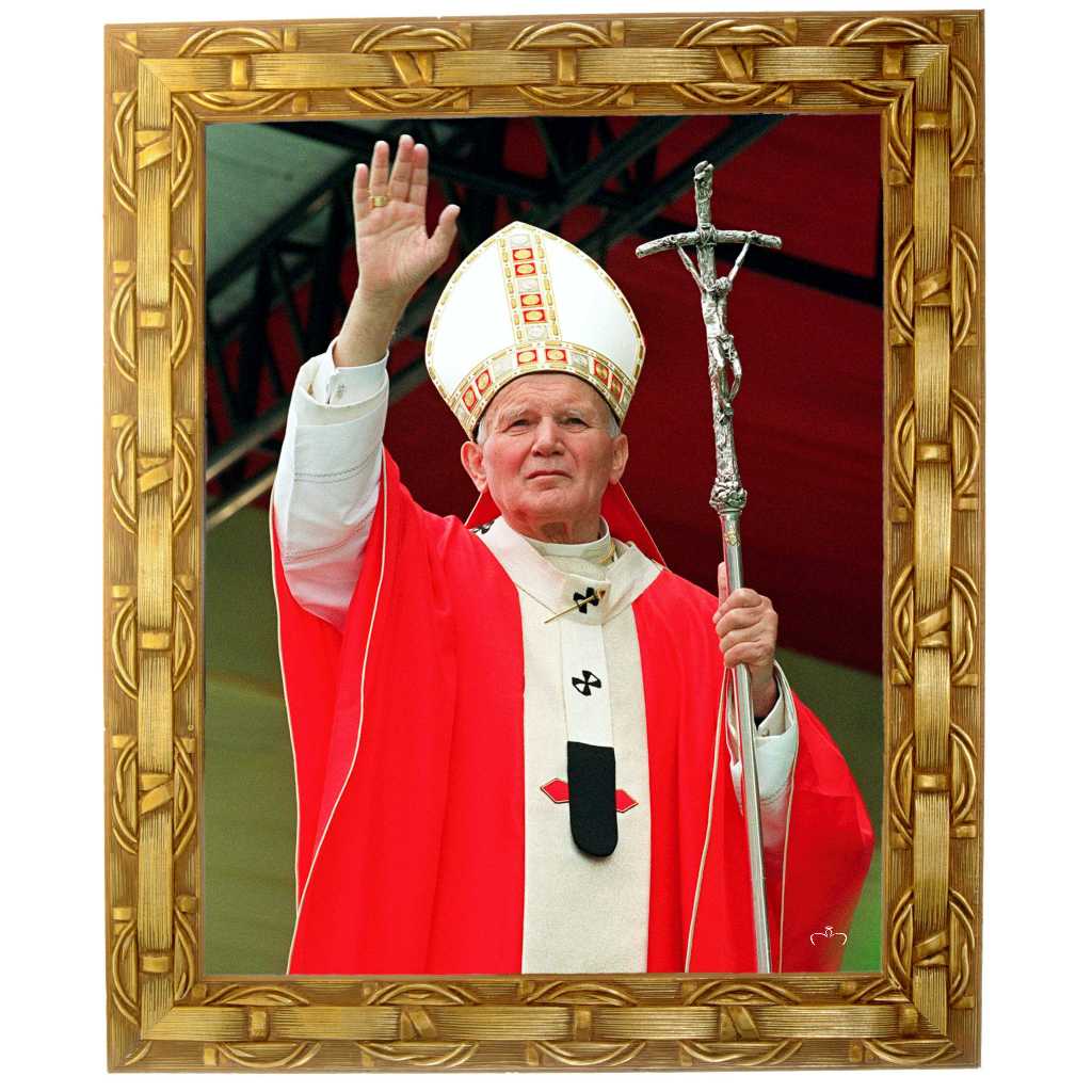 Quadro decorativo e religioso  de São João Paulo II, modelo 01.  medindo 30x25 cm., Angelus