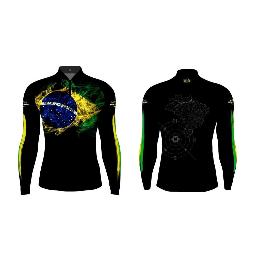 Camisa Camiseta Proteção Solar Agro e Pesca Gola Zíper New Fisher - NF41 em Oferta na Shopee