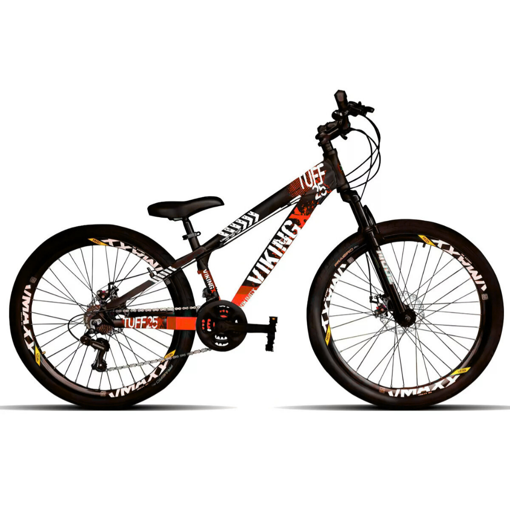 Mountain Bike Vikingx Tuff25 Aro 26 13 21v Freios De Disco Mecânico Cor Roxo/laranja - Sports & Outdoors