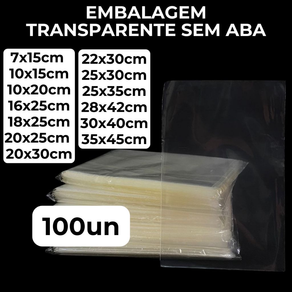 100 Unidades Saco Plástico Transparente Brilhante PP Reforçado BOPP Embalagem Sacola Várias Medidas em Oferta na Shopee