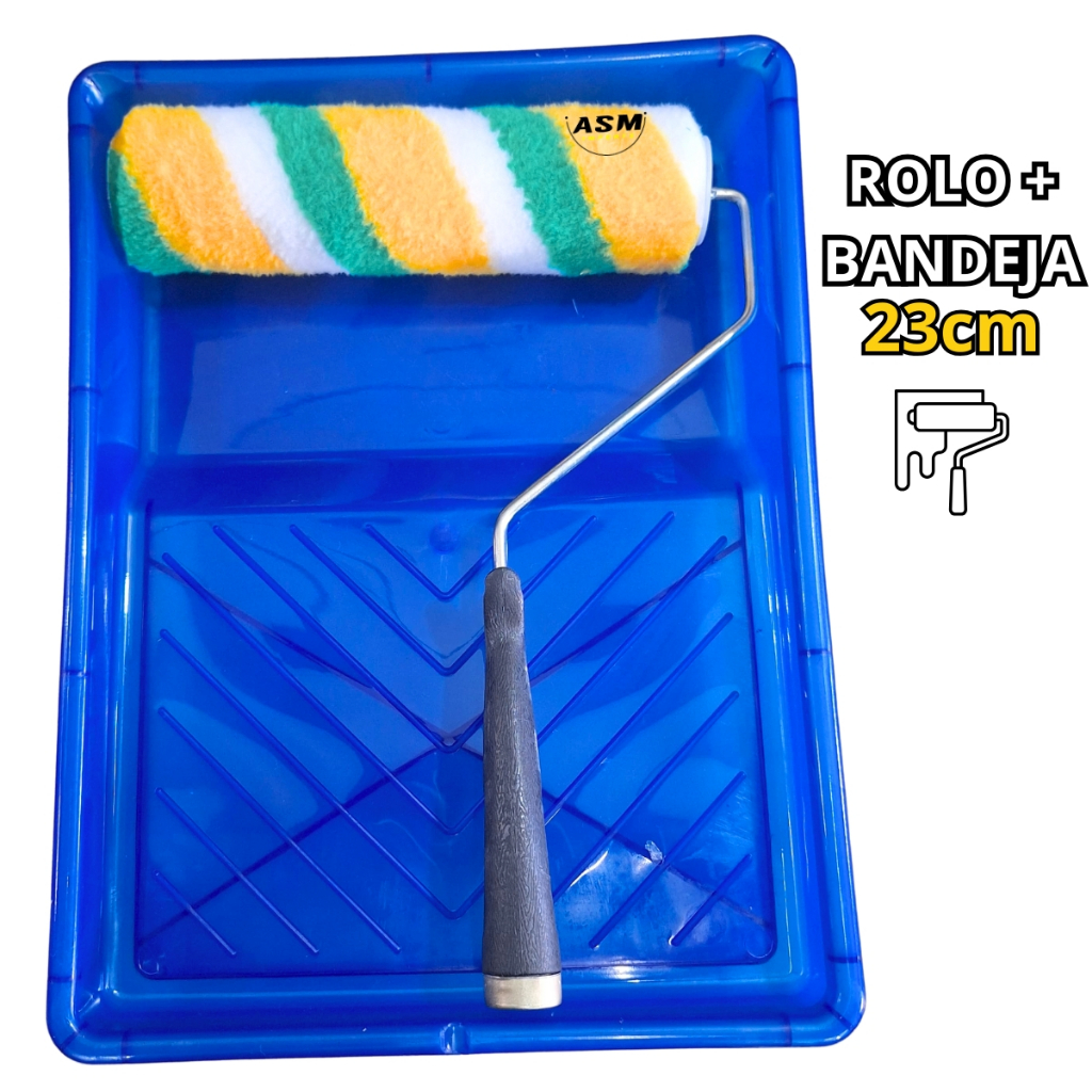 Rolo de Pintura Rolo de Lã 23cm + Suporte de Rolo e Bandeja Grande 37cm Perfeito p trabalhos completo em Oferta na Shopee