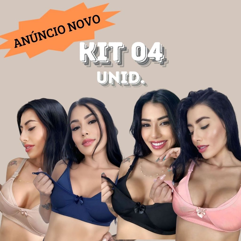 Kit com 4 unidades de Sutiã Amamentação em MICROFIBRA para Pós Parto Maternidade em Oferta na Shopee