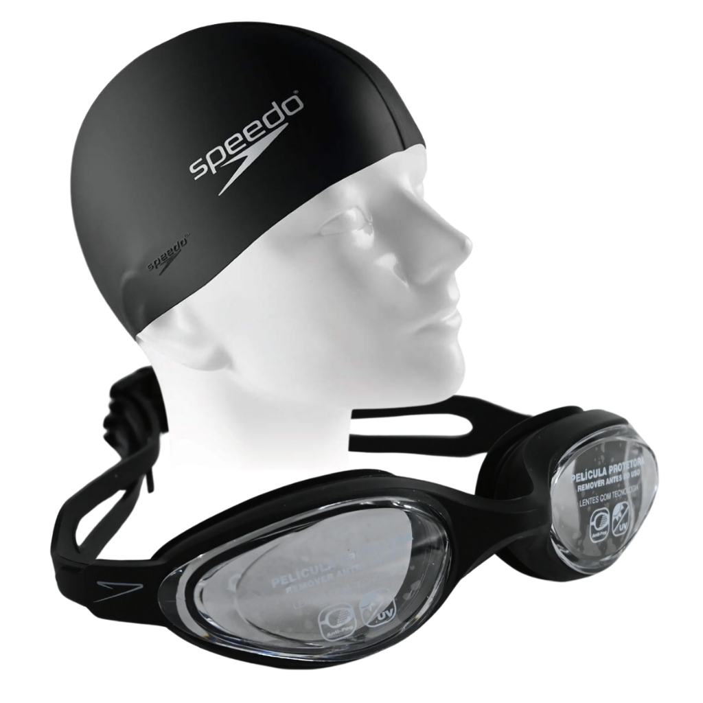 Kit Natação Speedo Óculos Hydrovision Adulto Uv + Touca em Oferta na Shopee