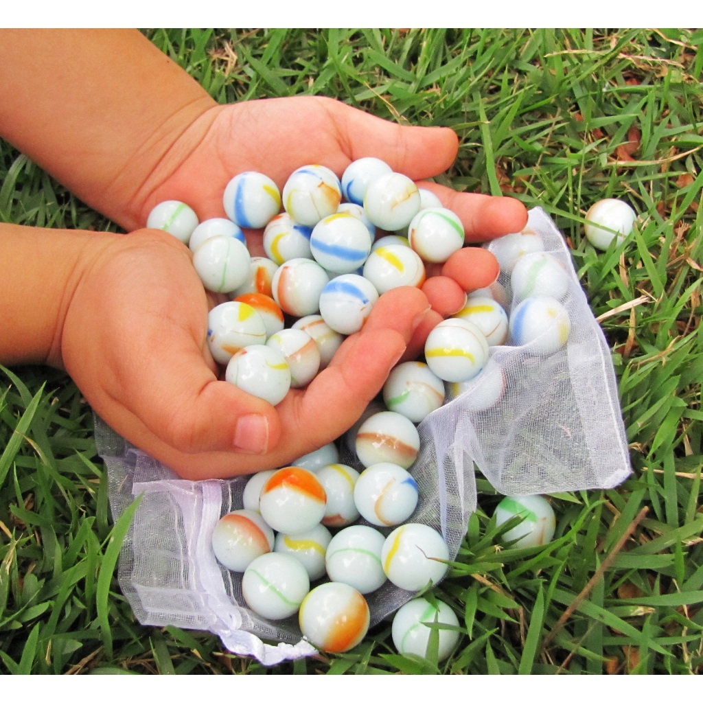 Kit 100 bolinha Gude Esfera Vidro bolita LEITOSA