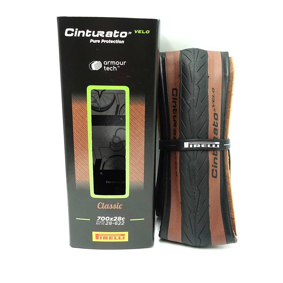 Pneu Pirelli Cinturato 700x28 tubeless road bike speed kevlar classic faixa marrom