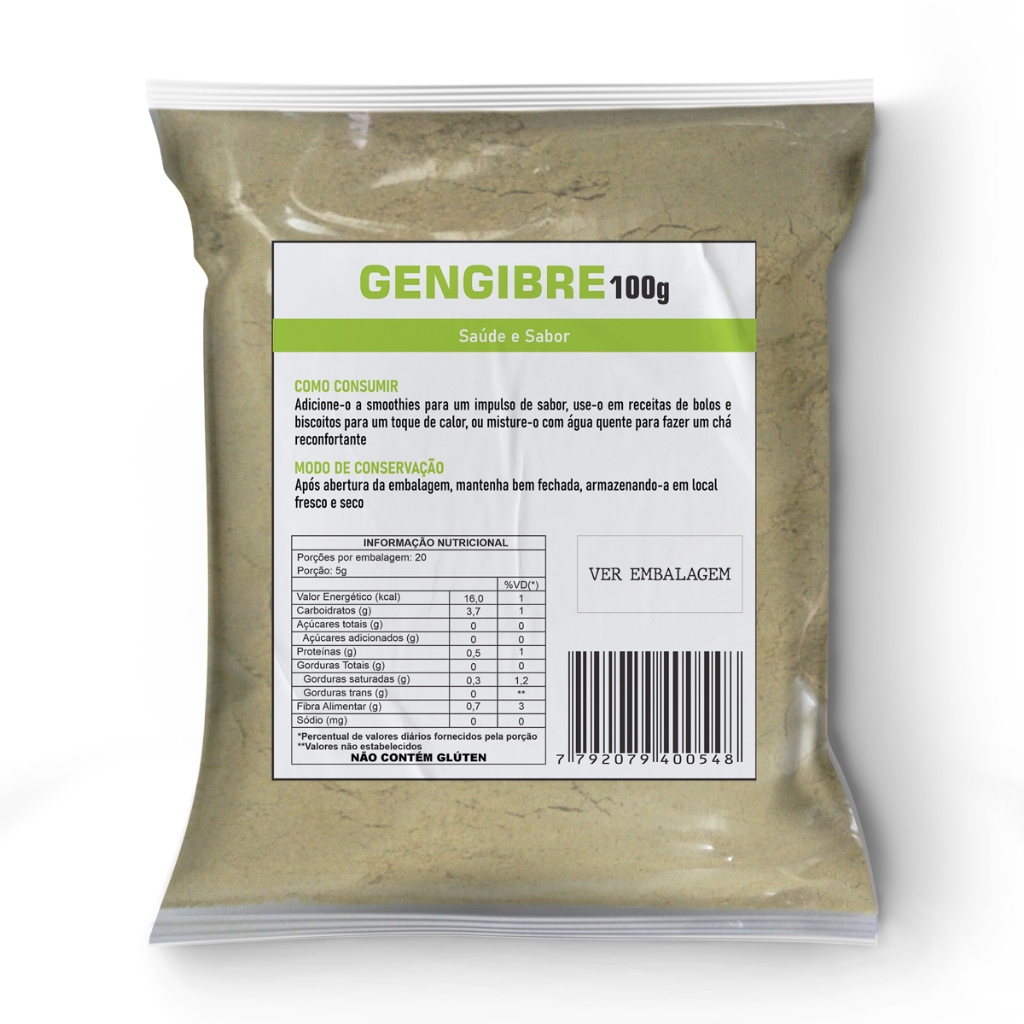 Gengibre em pó 100g Puro 100% em Oferta na Shopee