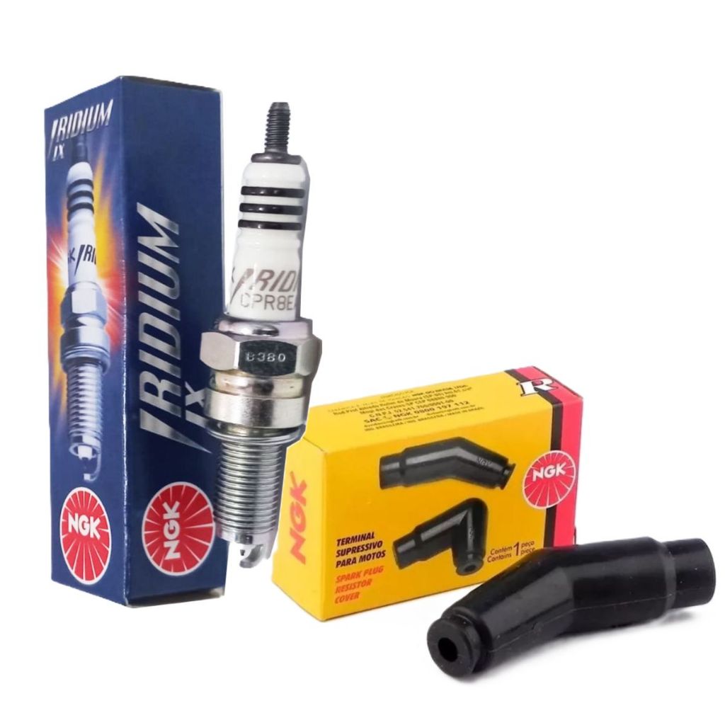 Vela Iridium + Cachimbo Cg 150 Titan / Cg 160 Titan / Nxr 150 Bros Ngk em Oferta na Shopee