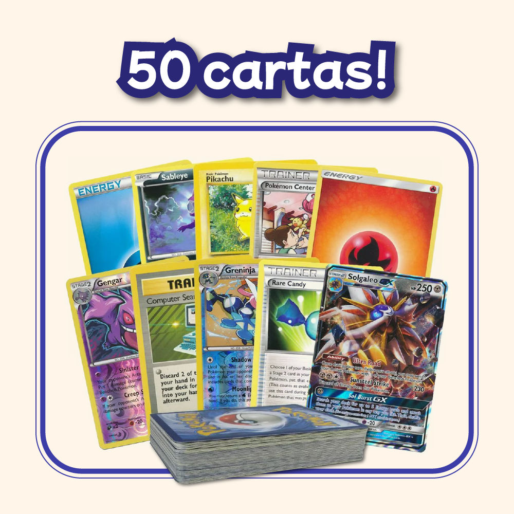 50 Cartas Pokémon ORIGINAIS - Cartas Usadas com Marcas de Uso - ORIGINAIS COPAG